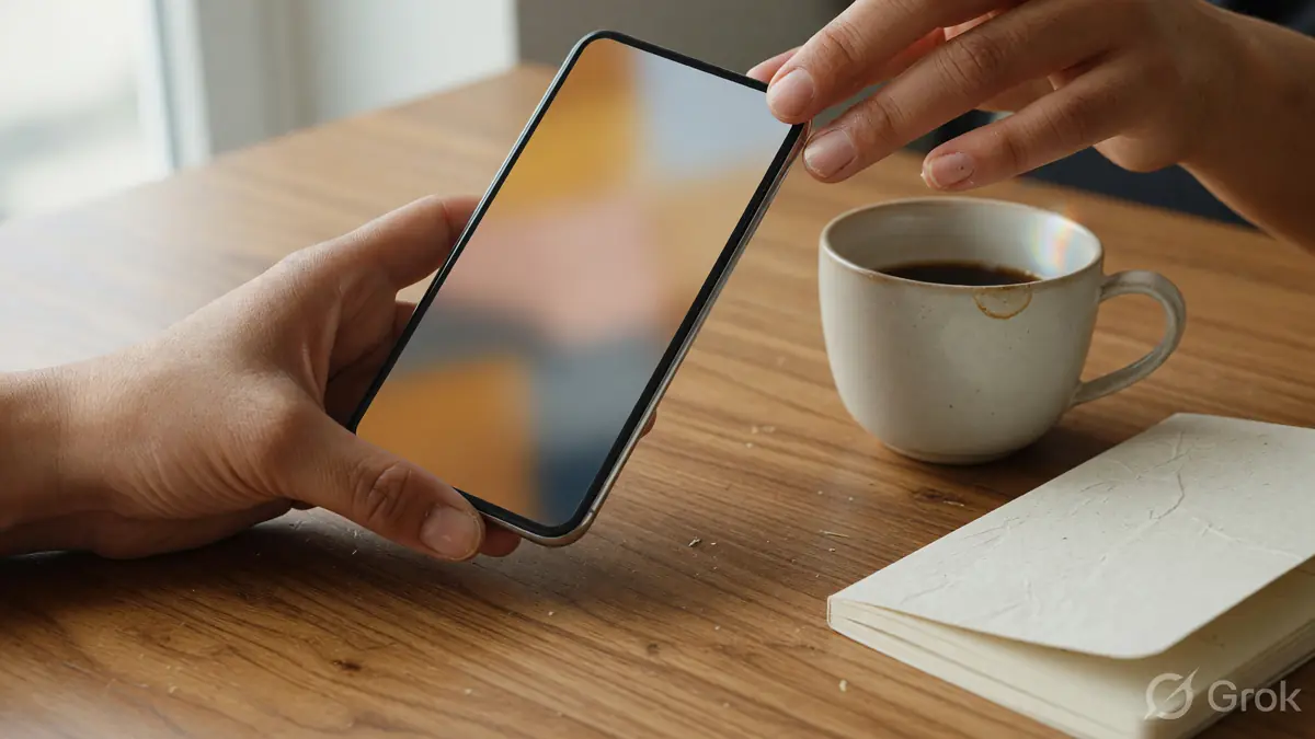 Phone showing a UPI withdrawal confirmation on a wooden desk
